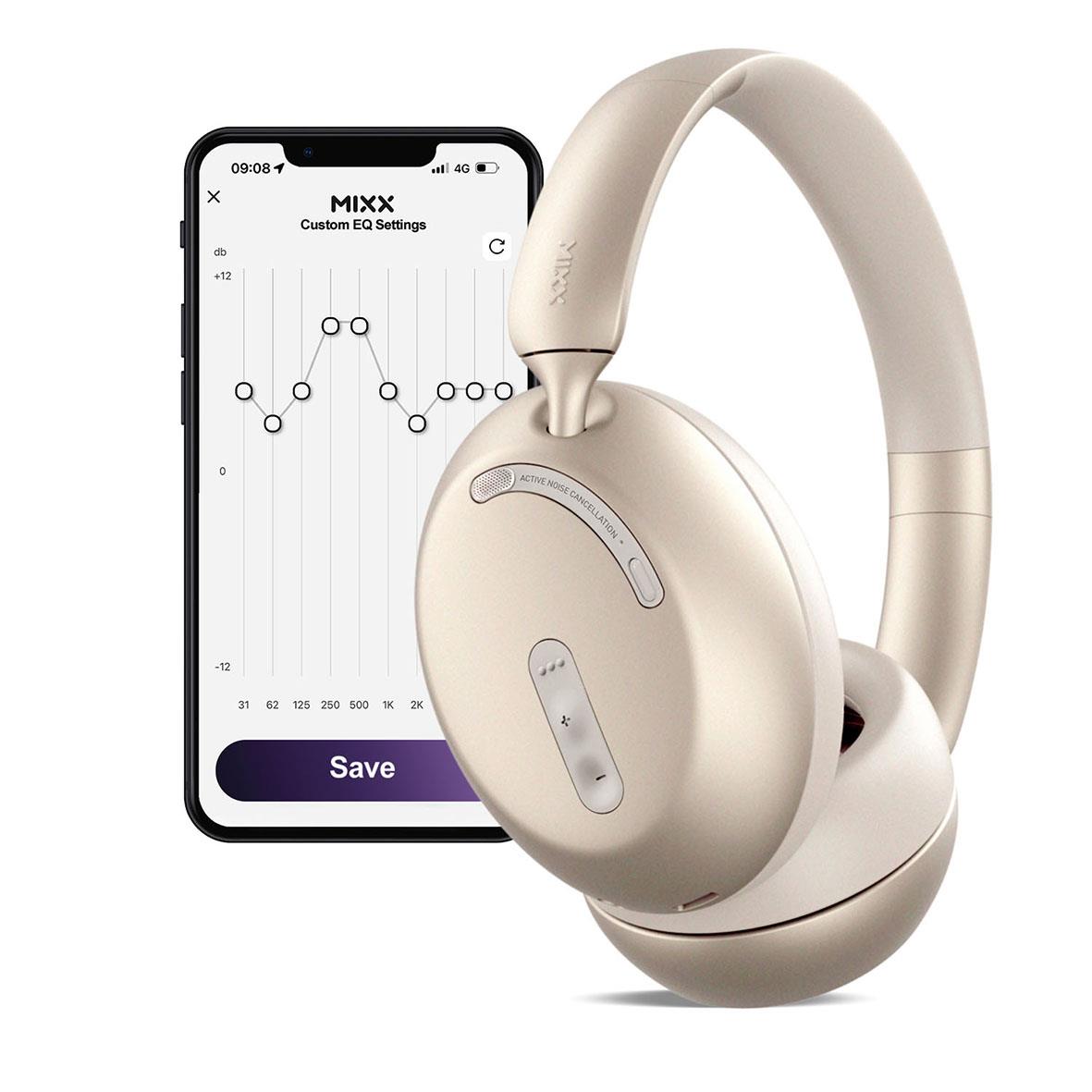 Hörlurar Mixx Over-Ear Trådlös StreamQ D3 ANC i sandfärg med app för ljudinställningar
