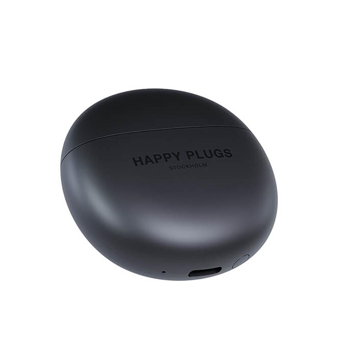 Hörlurar Happy Plugs Joy Lite Svart i ett stängt fodral