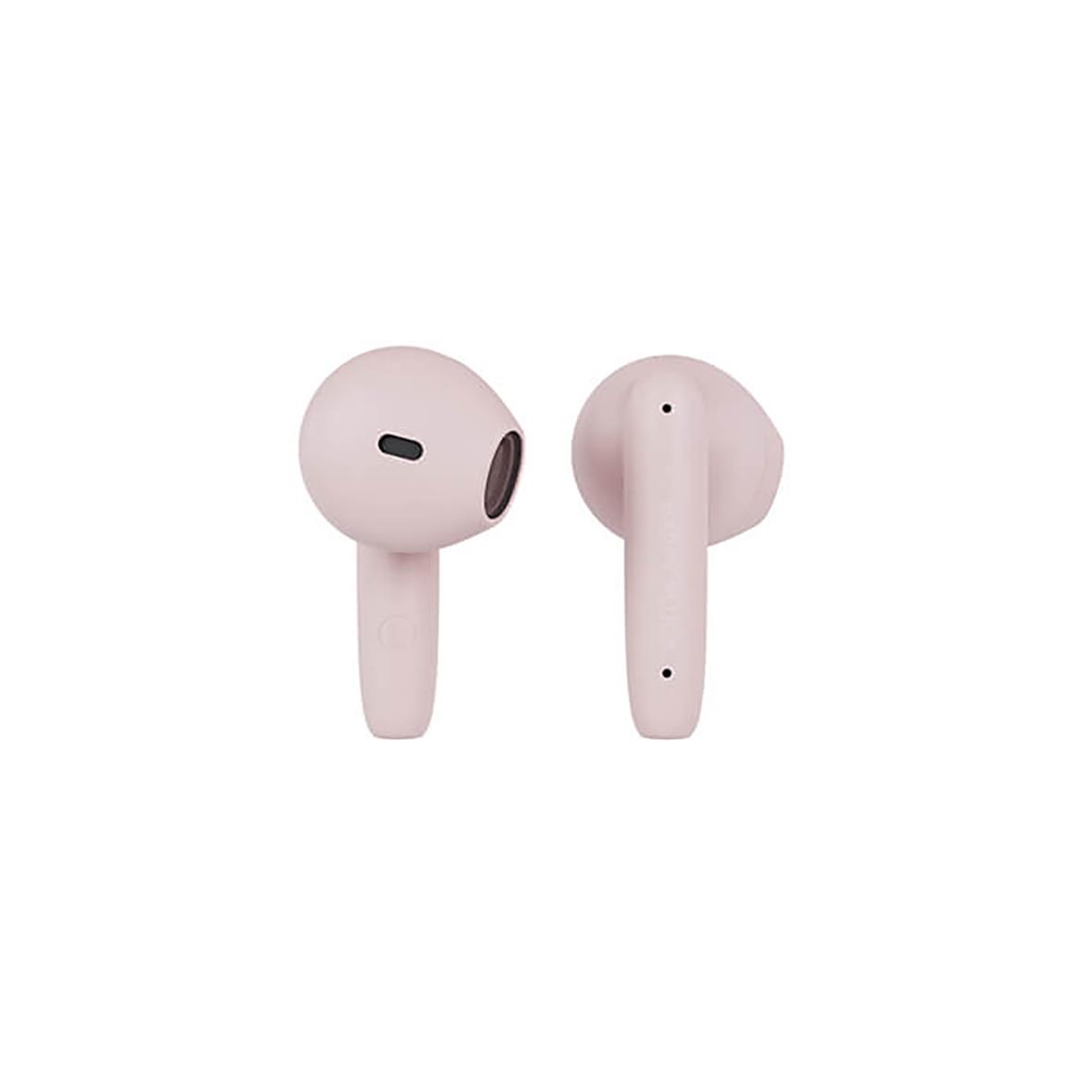 Rosa trådlösa hörlurar Happy Plugs Joy Lite i öronform