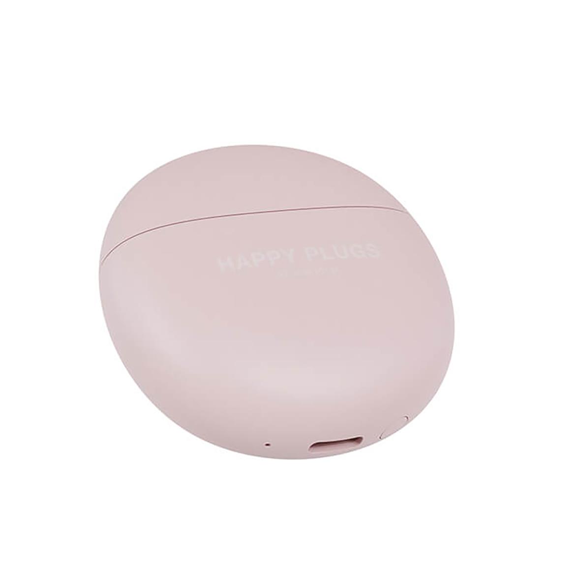 Rosa trådlösa hörlurar Happy Plugs Joy Lite i ett fodral