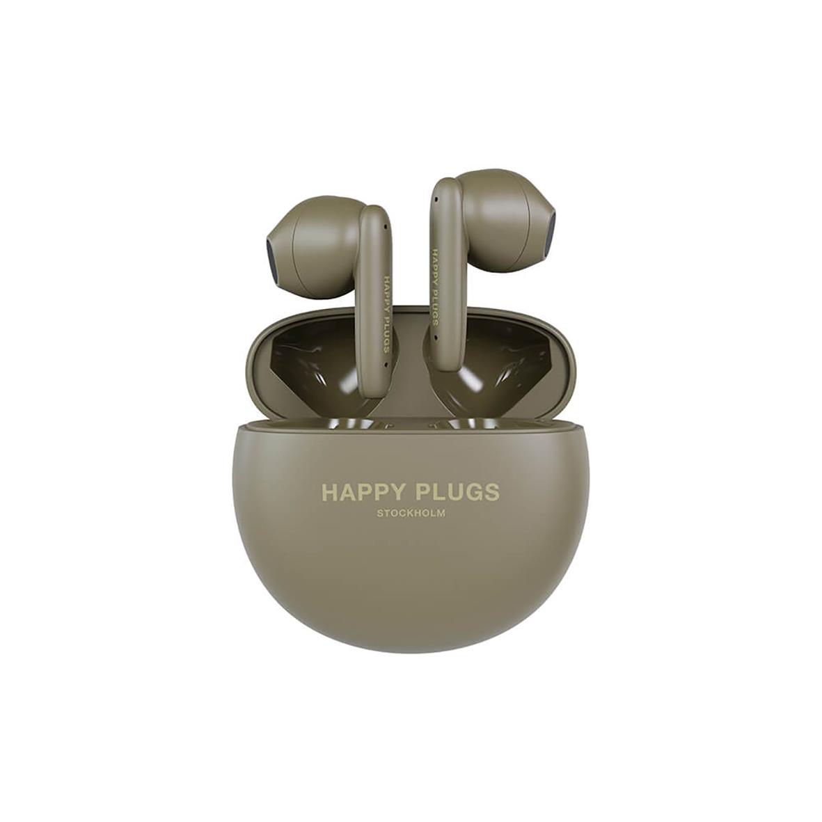 Hörlurar Happy Plugs Joy Lite i grönt med laddningsetui