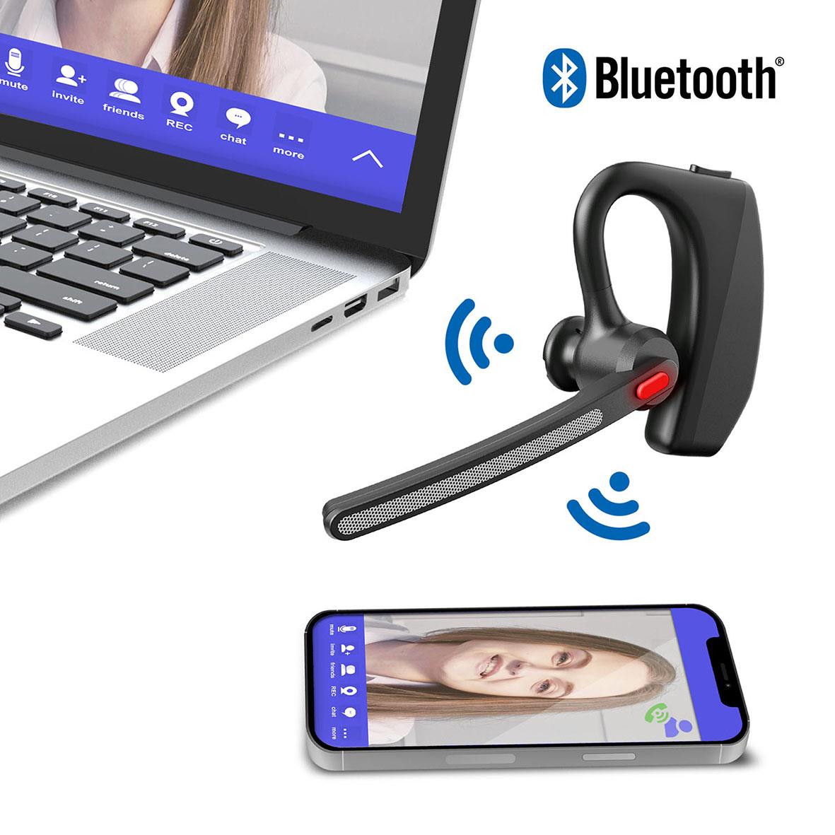 Trådlöst headset Headset Mixx Mono B10 kopplat till dator och mobiltelefon