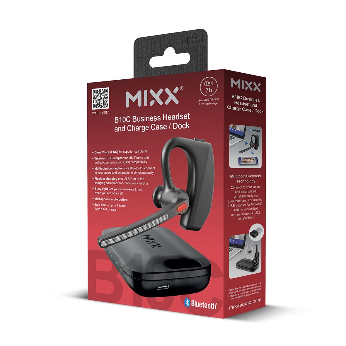 MIXX B10C headset med laddningsfodral och dongel för UC Teams