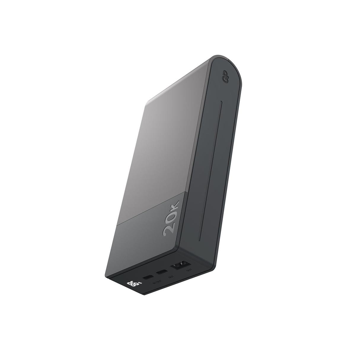 Powerbank GP M2+ 20000mAh i grå färg med USB-portar och digital display