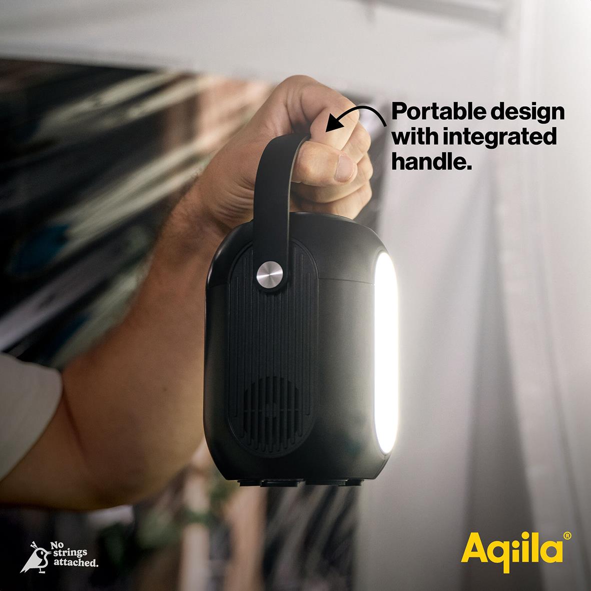 Powerstation Aqiila Powerbird S140 med integrerad bärhandtag och LED-lampa