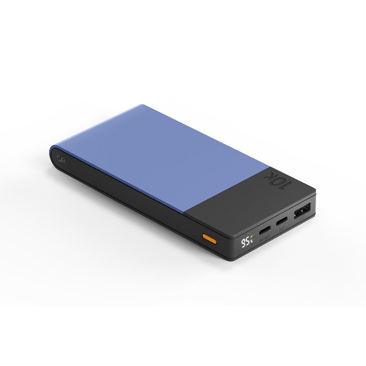 Blå Powerbank GP M2+ 10000mAh med USB-portar och digital display