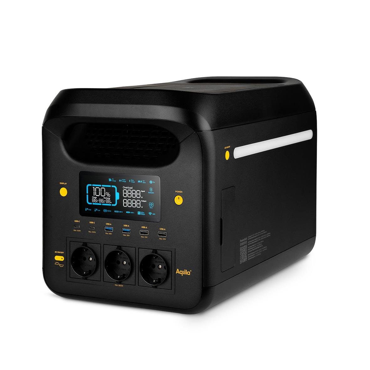 Powerstation Aqiila Powebird S1800V2 1800W med digital display och flera uttag