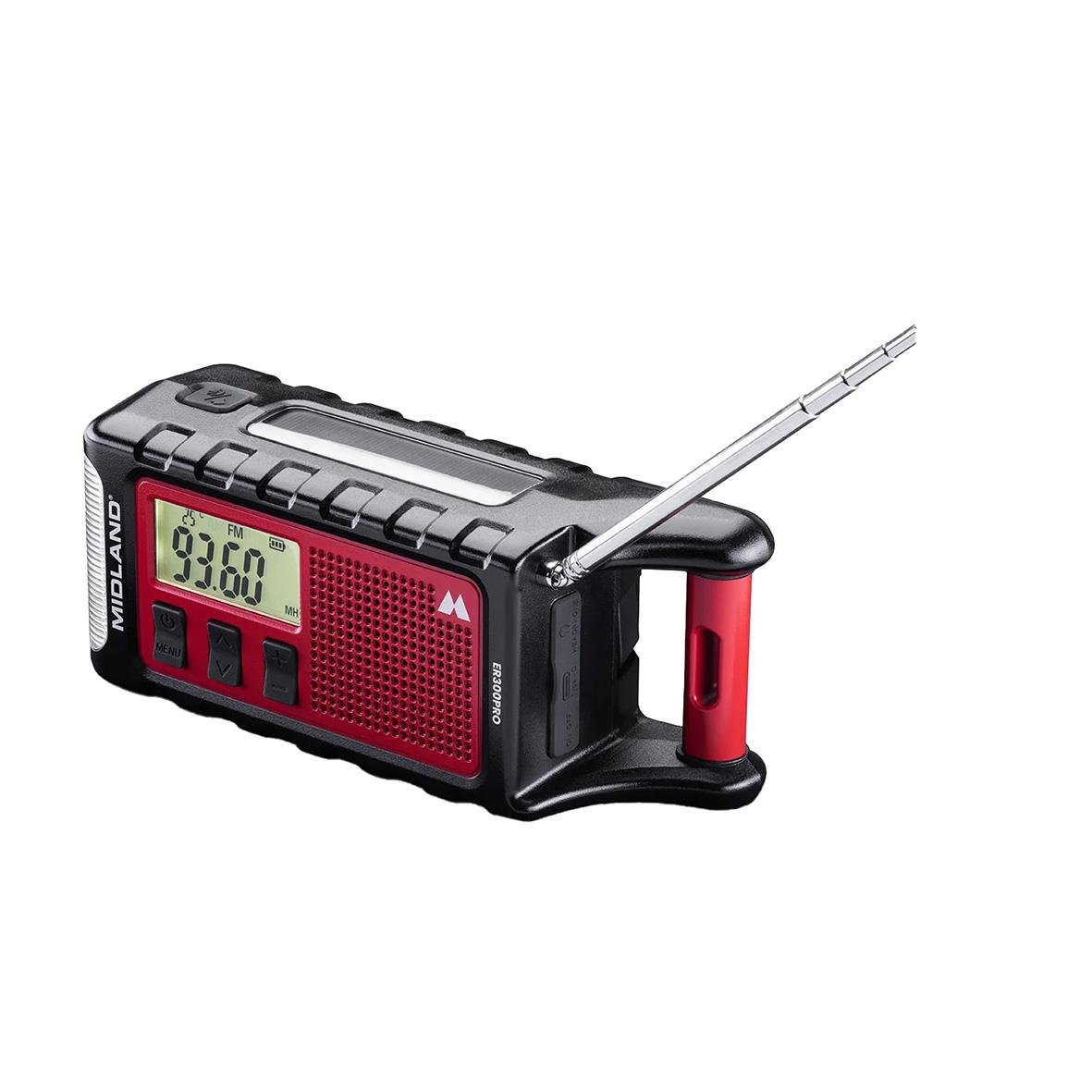 Nödradio Midland med ficklampa och powerbank ER300, digital display och antenn