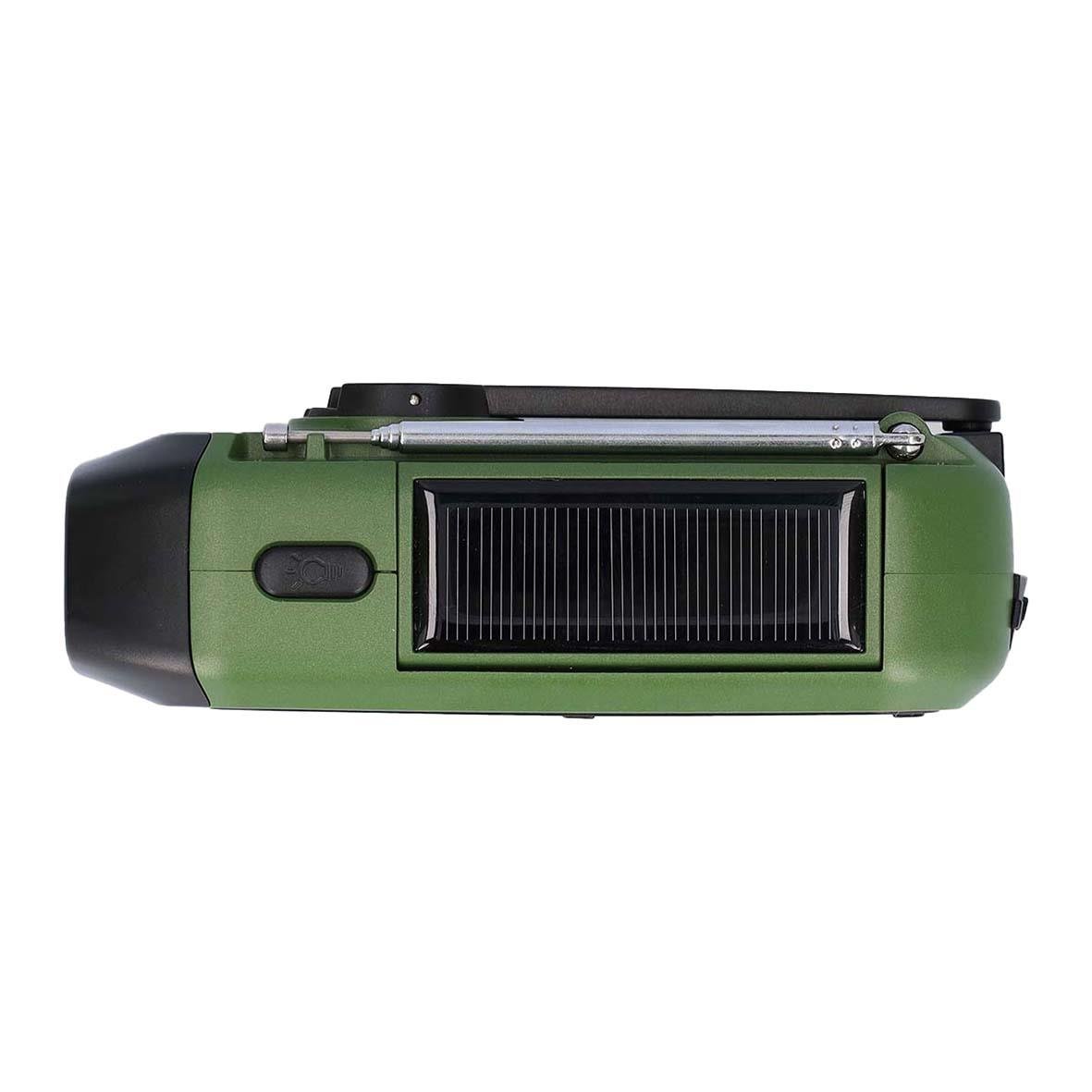 Portabel Nedis nödradio i svart och grönt med DAB/FM och solcellspanel