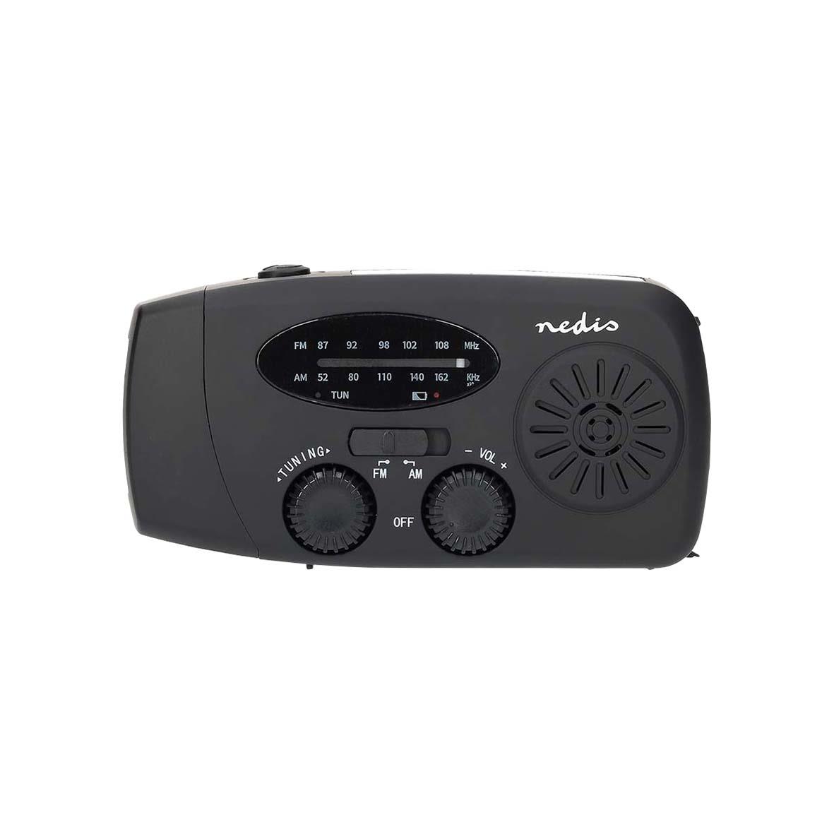 Portabel Nedis DAB/FM radio i svart med justerbara knappar och högtalare