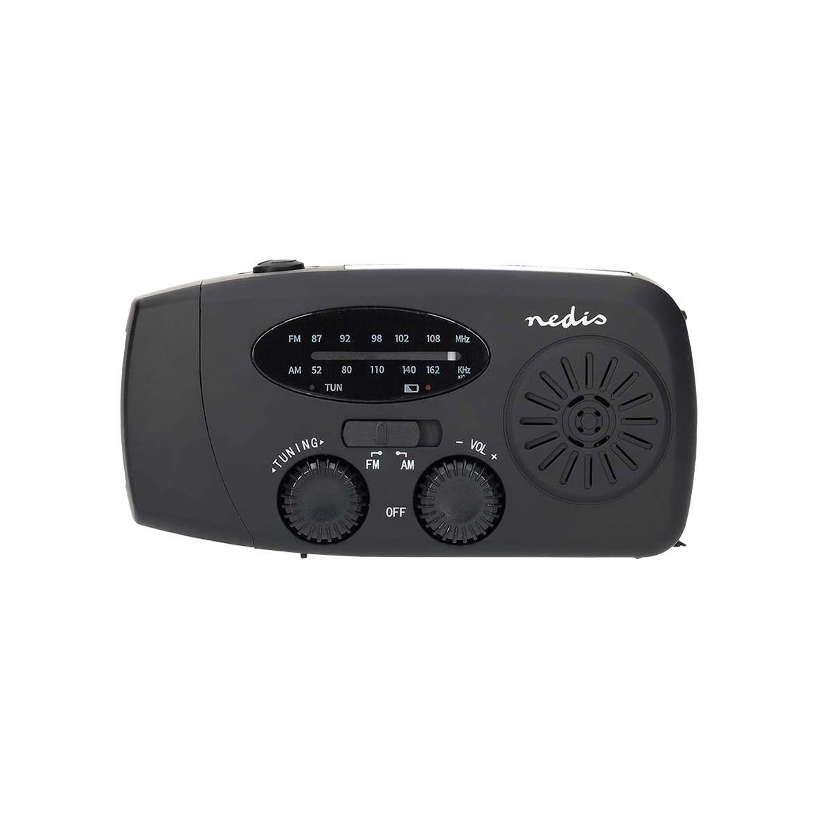 Portabel Nedis DAB/FM radio i svart med justerbara knappar och högtalare