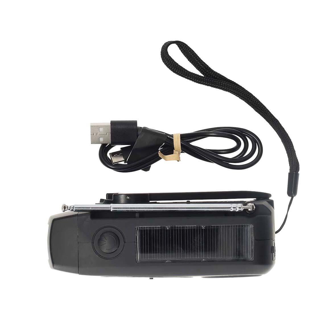 Nödradio Nedis portabel DAB/FM i svart med USB-kabel och handledsrem