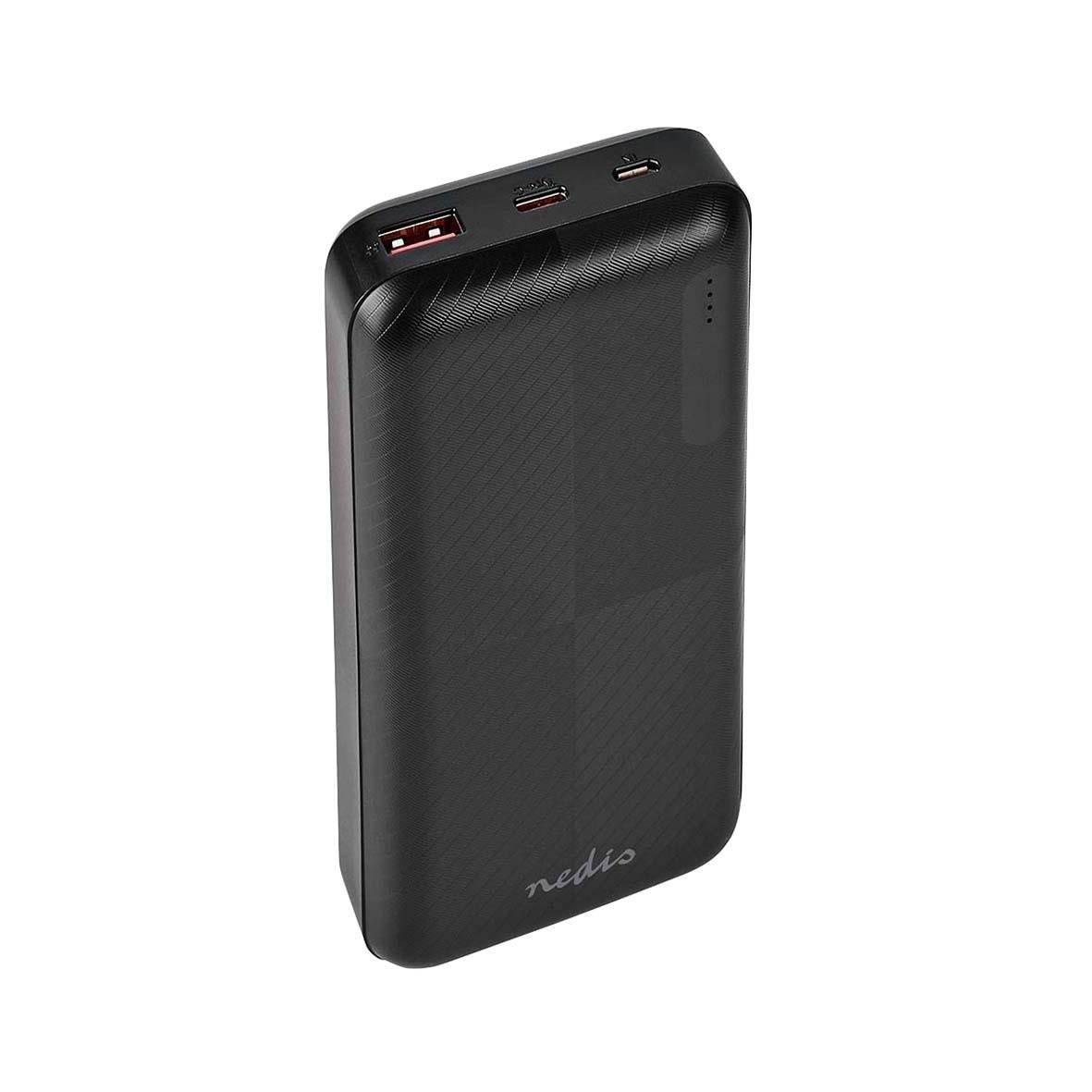 Svart Powerbank Nedis 20000mAh med USB-portar