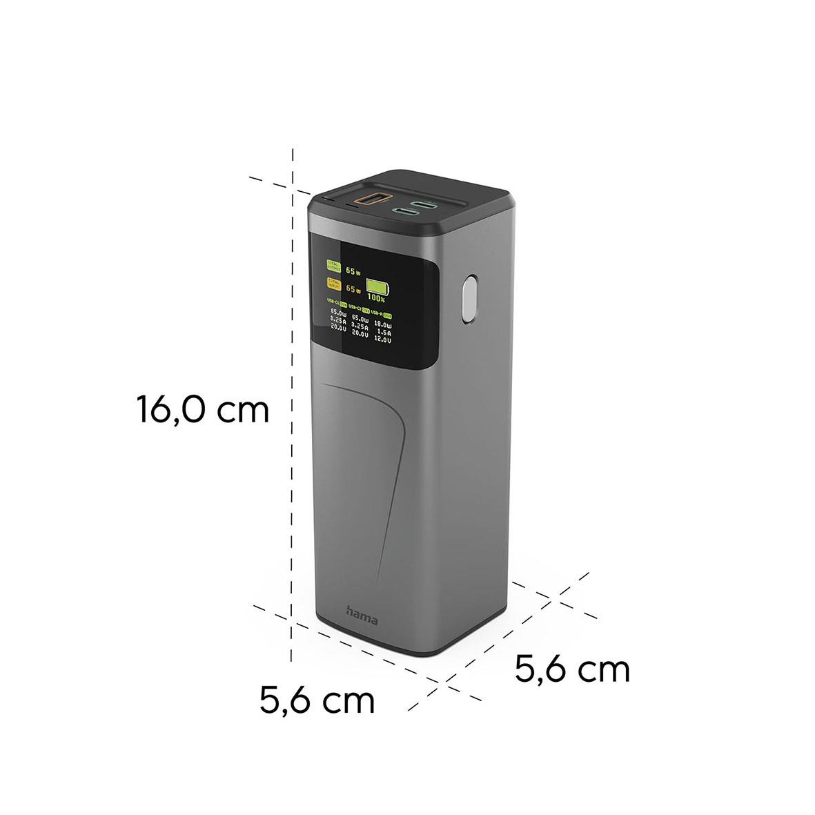 En vertikalt stående medicinsk enhet med skärm och knappar, mått 16 cm hög och 5,6 cm bred och djup