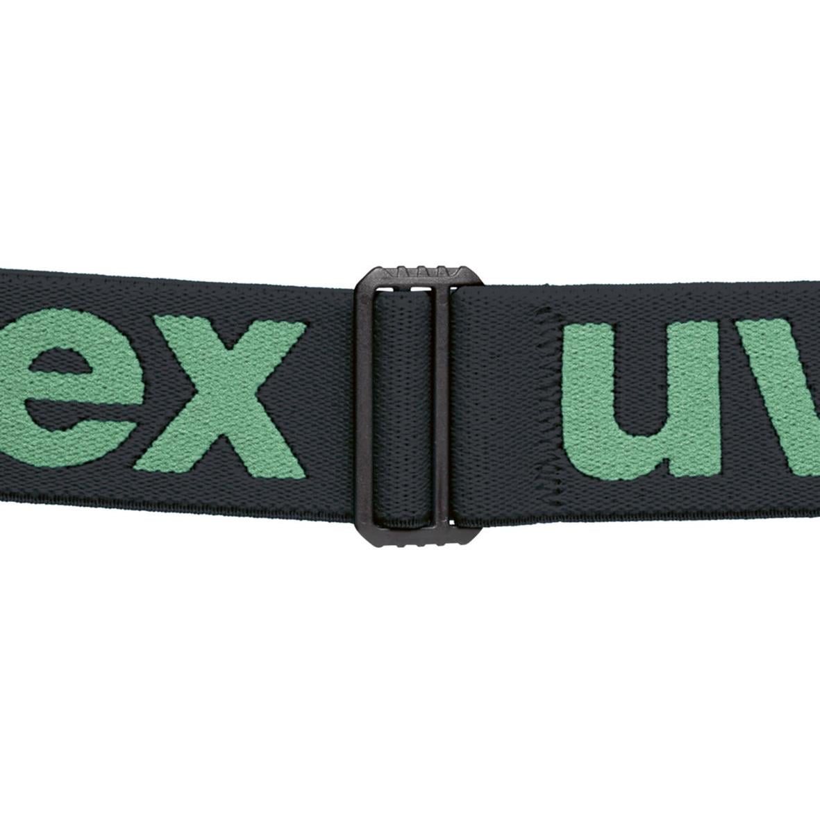 Uvex Megasonic Planet korgglasögonbälte med svart band och gröna texten UVEX
