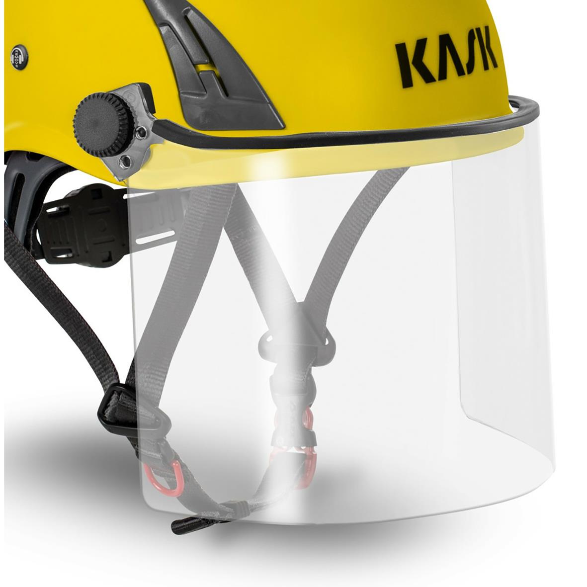 Gult visirskydd för hjälm med transparent plastskärm