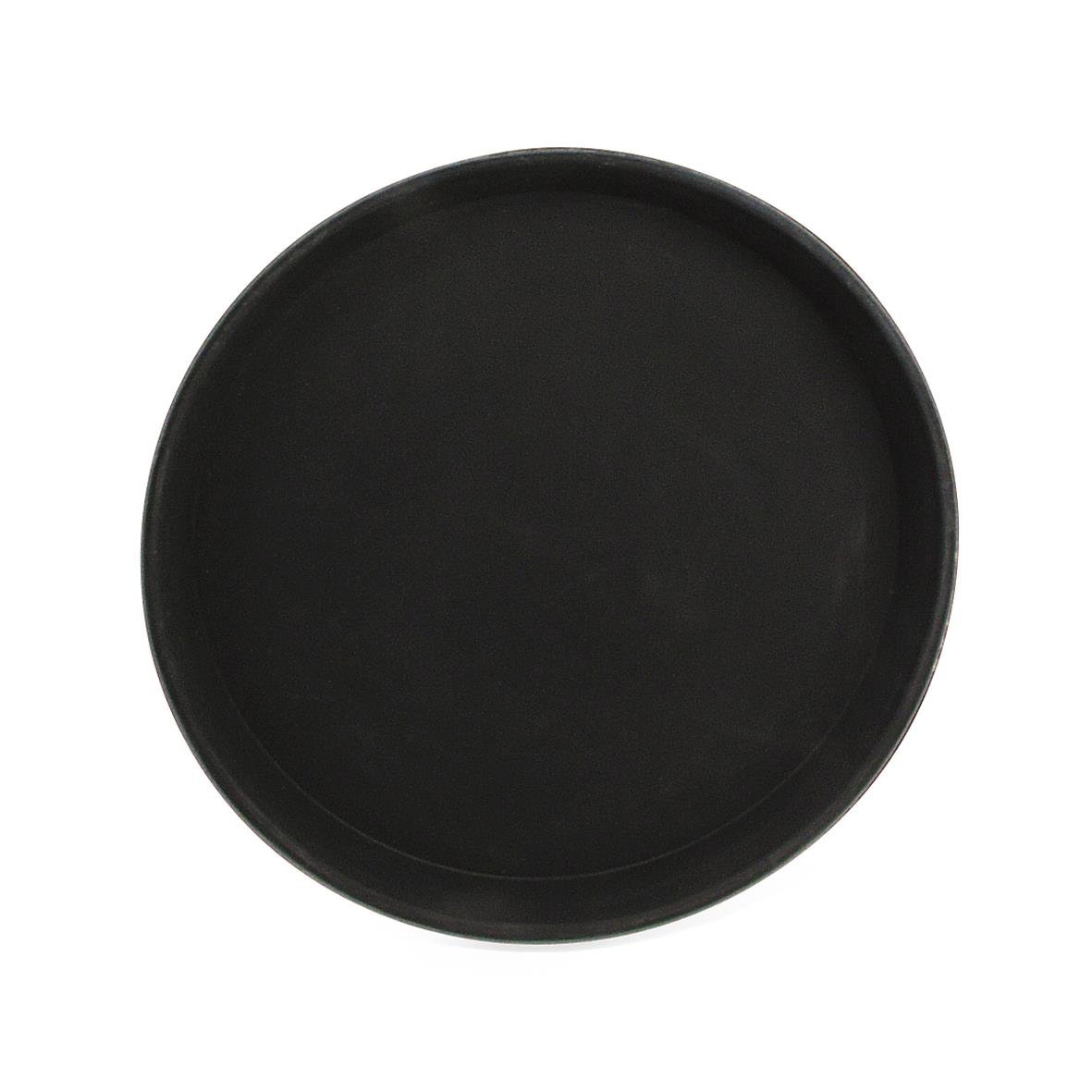 Rund svart gummibladad bricka med diameter på 35 cm