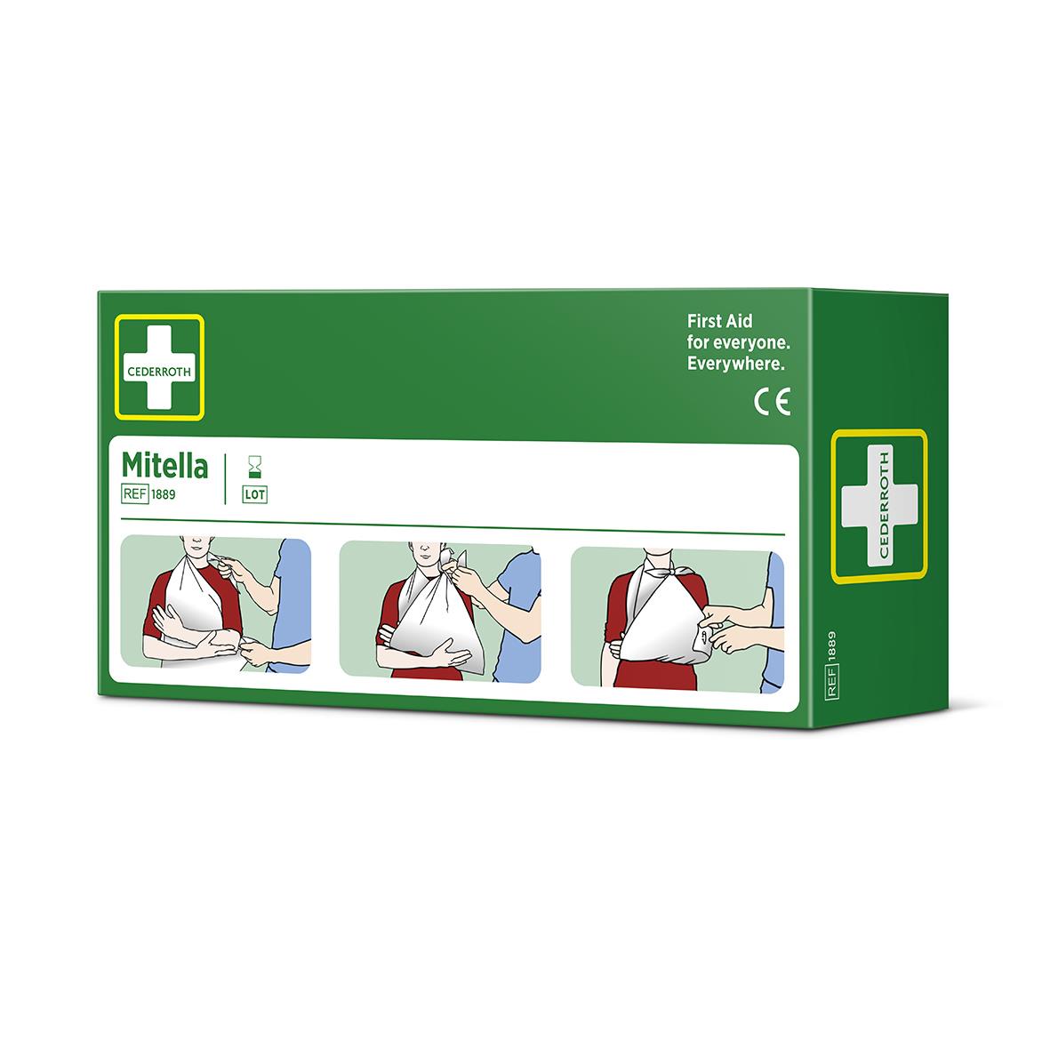 Mitella Cederroth refill för första hjälpen, med instruktioner för användning