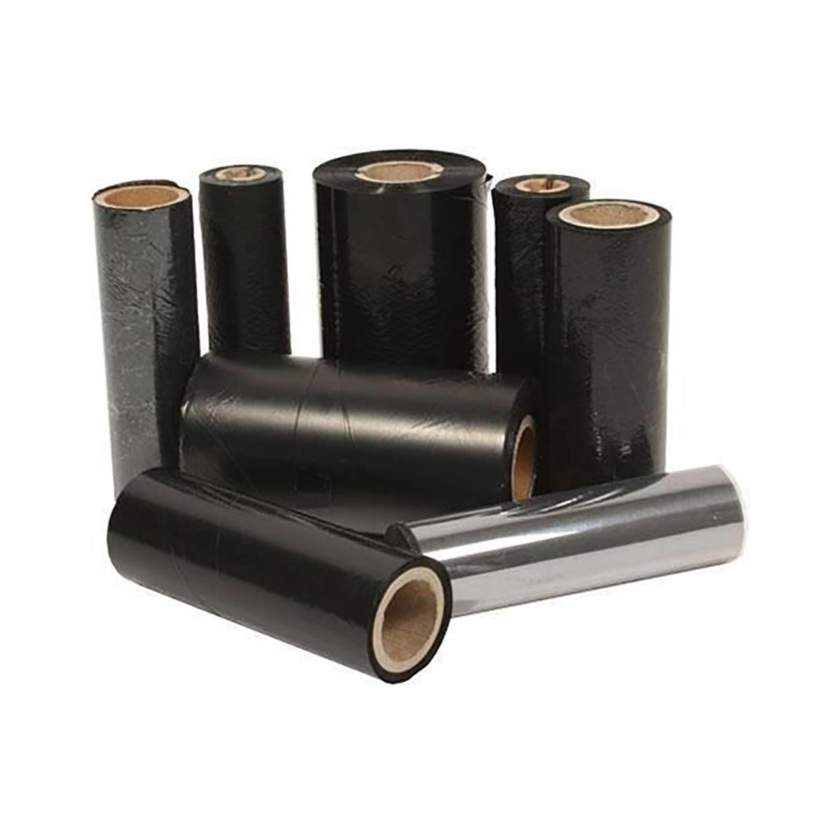 Svarta och silverfärgade färgband Zebra 2300 wax 110mmx450m