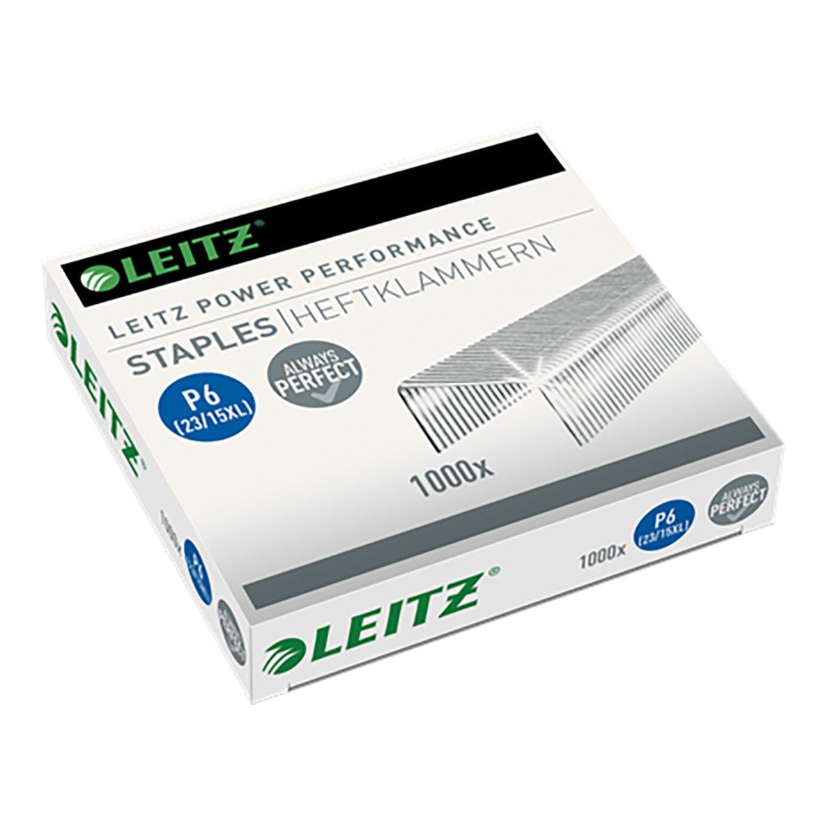 Häftklammer Leitz 23/15XL i förpackning med 1000 stycken