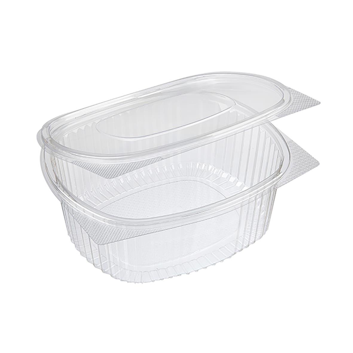 Klar plastbehållare med lock, 250ml, PET, hängslad