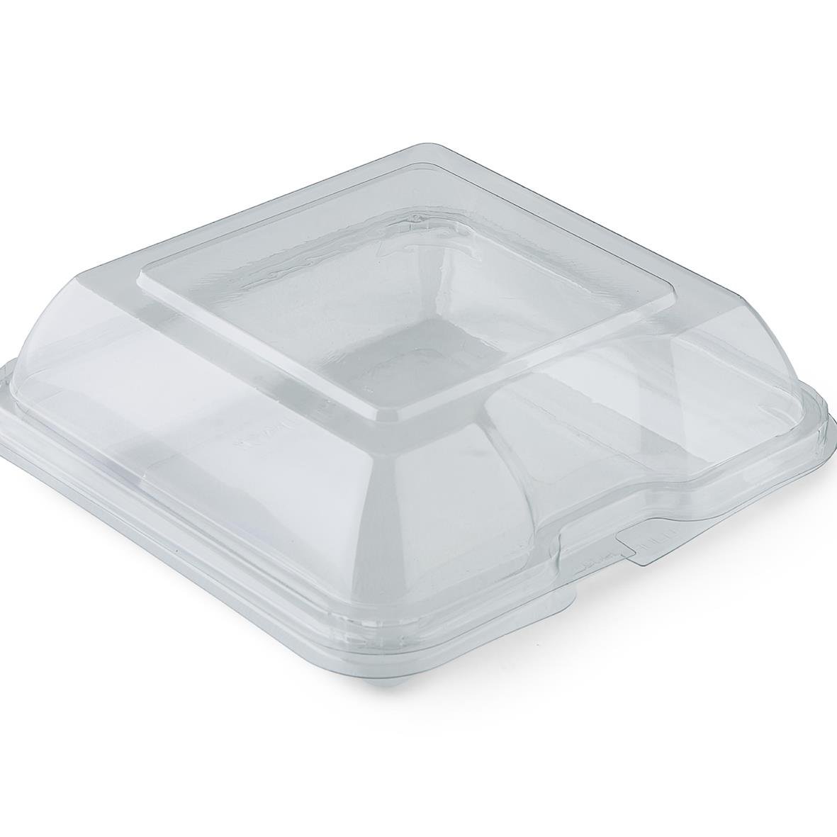 Klar plastlåda med lock för mat, RPET, 180x180x60mm, 825ml