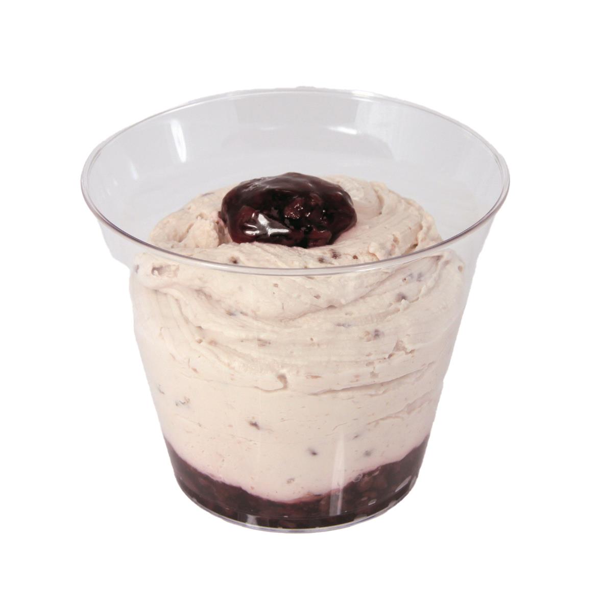 Desserbägare med glass och bär, klar plast, Ø95x70mm, 230ml