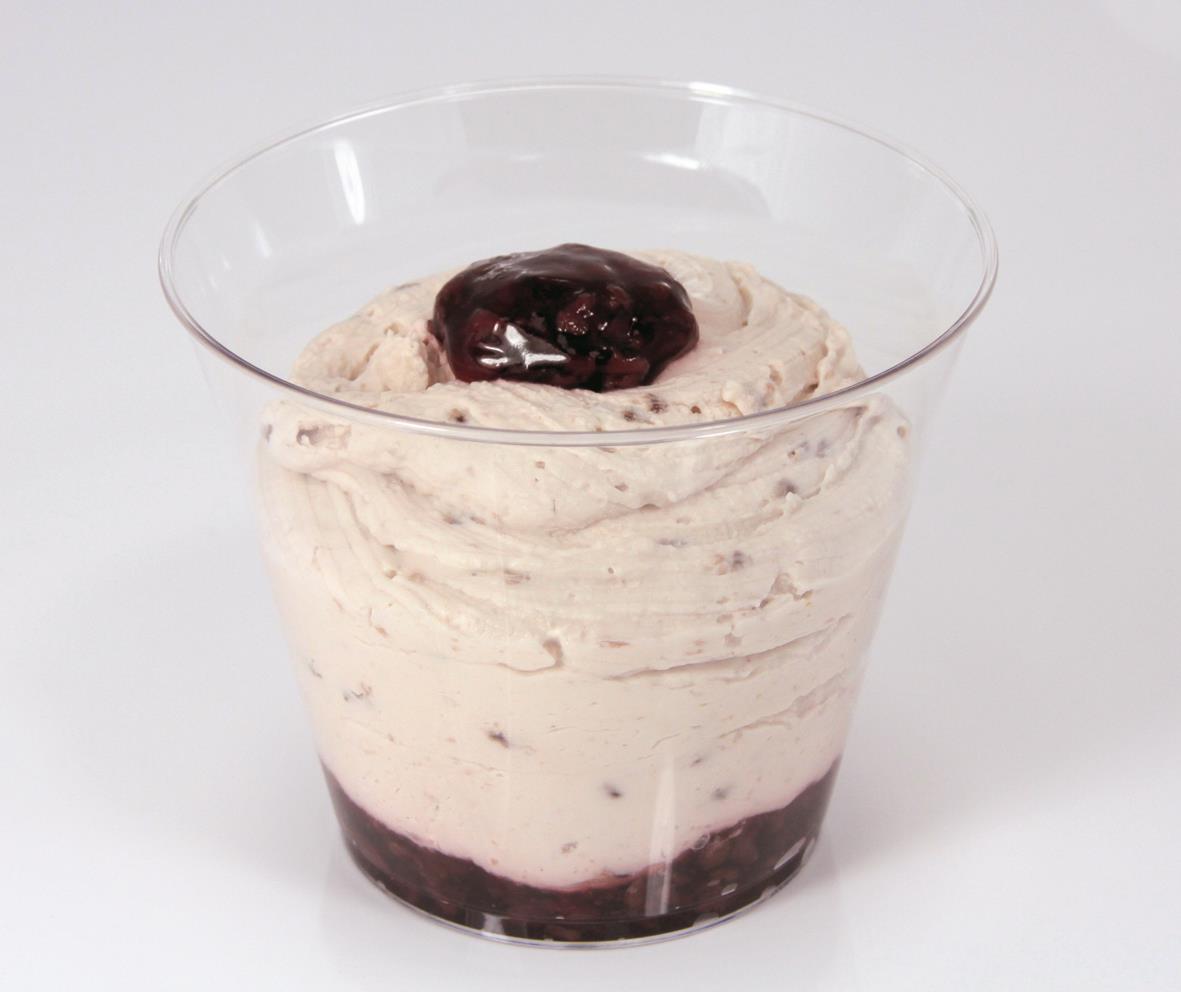 Desserbägare med glass och bär, klar plast, Ø95x70mm, 230ml