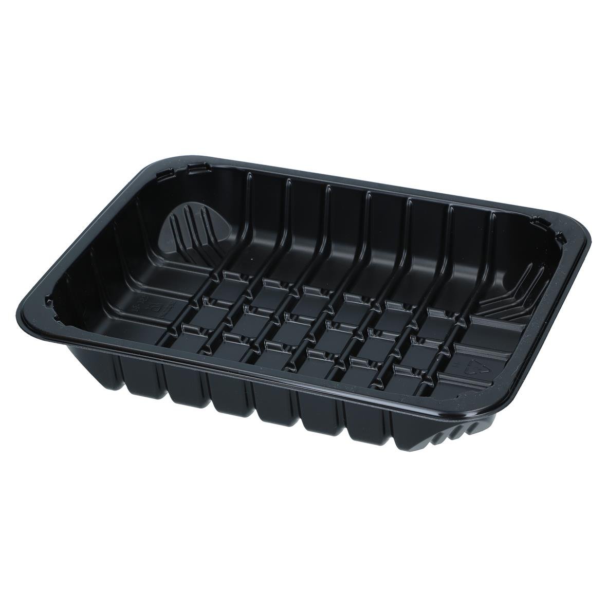 Svart hårdplasttråg 22x17x3,5cm med räfflad botten