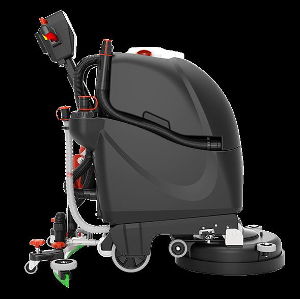 Kombiskurmaskin Numatic TTB3045NXUB 450mm exkl batteri, svart och grå, med hjul och rengöringsutrustning