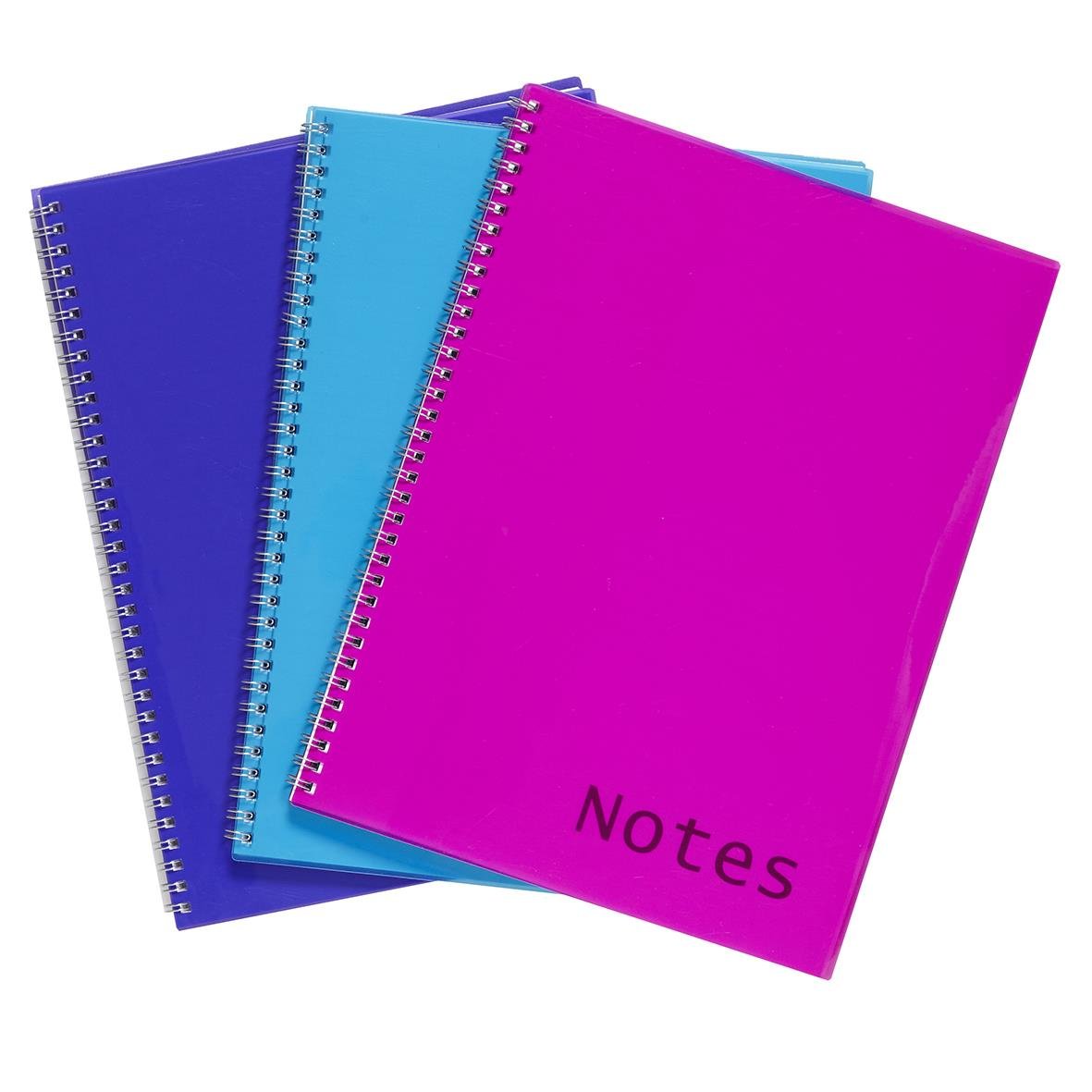Färgglada kollegieblock med linjerade A4-ark, 70g papper, 60 blad, spiralbindning