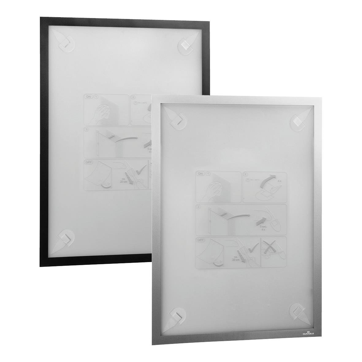 Två Duraframe tapetramar i svart och vitt, A3 storlek, för att visa information eller bilder