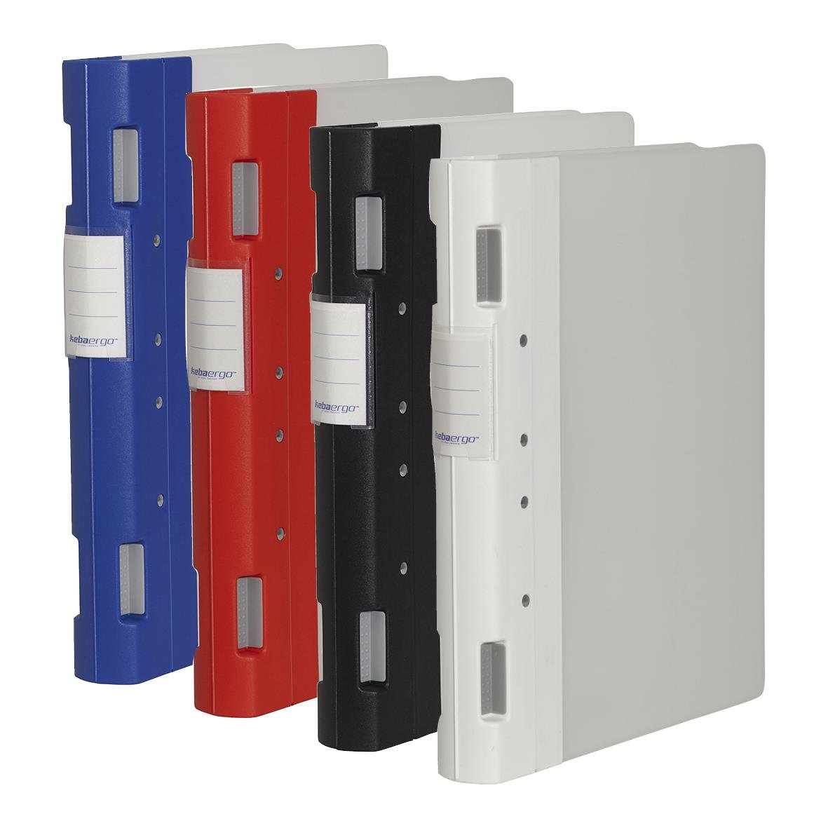 Gaffelpärm Keba Ergo 40mm A4 i blå, röd, svart och vit färg