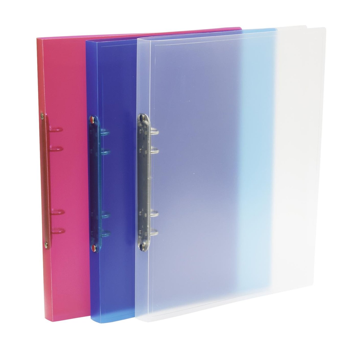 Ringpärm Ø16mm i rosa, blå och transparenta färger för A4-papper