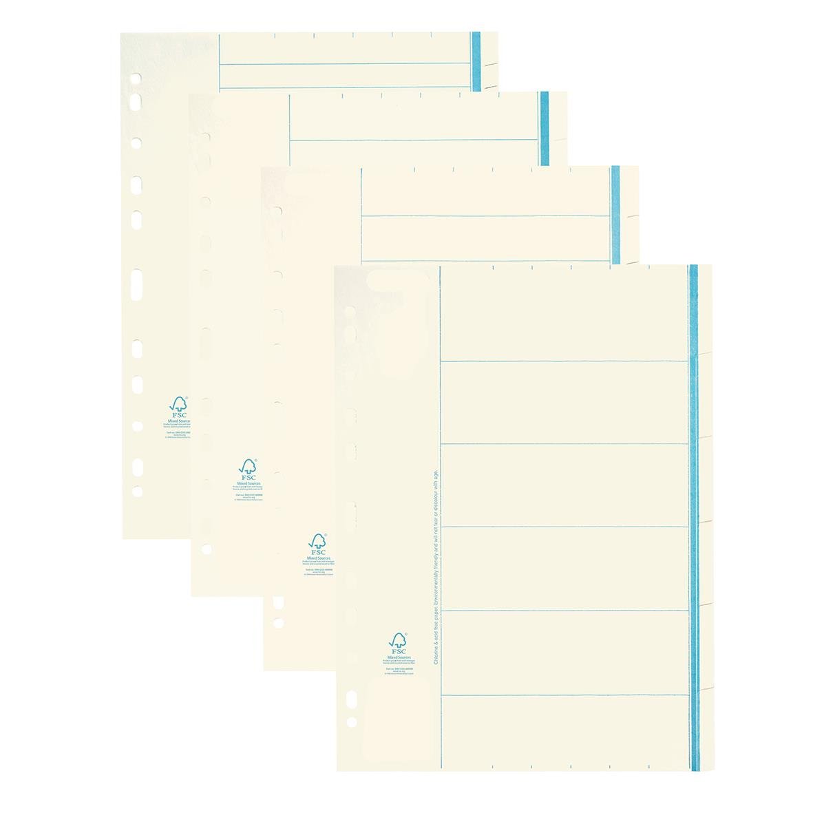Pärmregister för allOffice papper A4, ark med blåa fält för registeretiketter