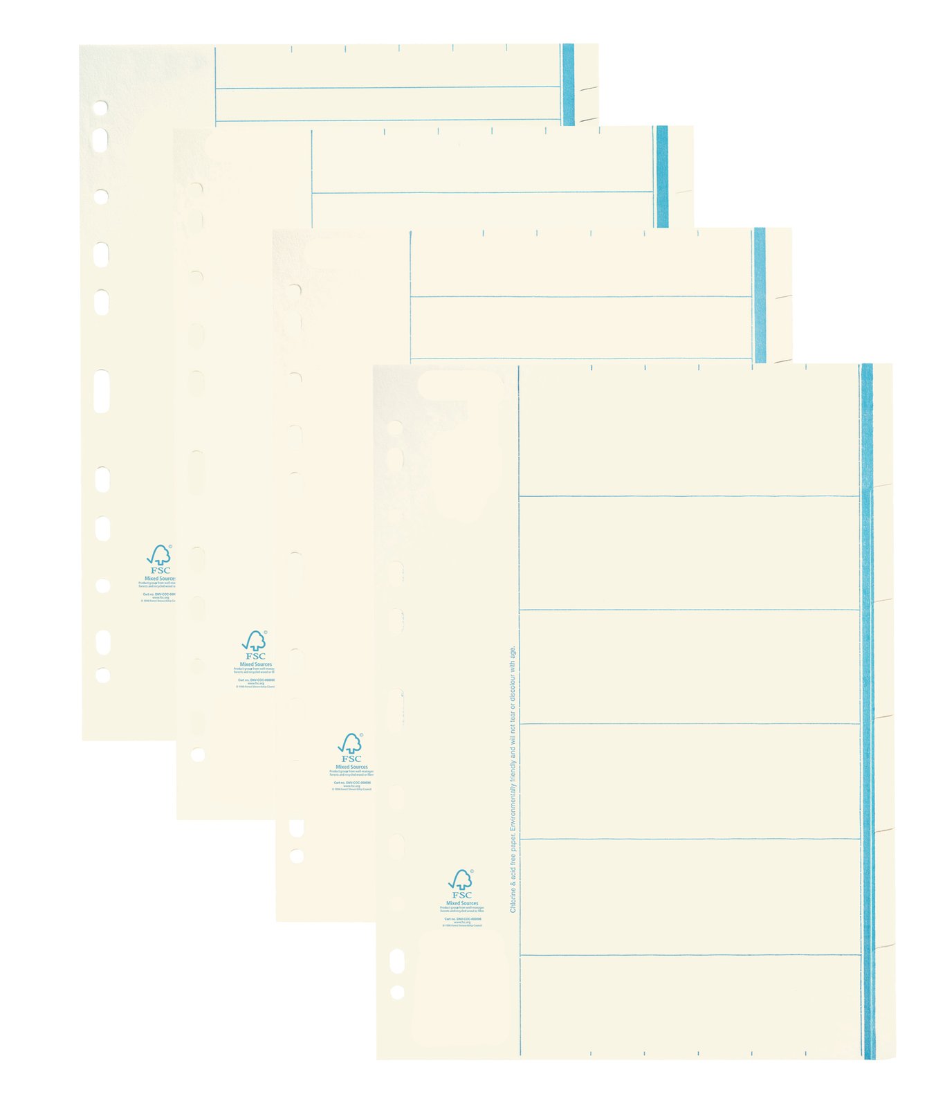 Pärmregister för allOffice papper A4, ark med blåa fält för registeretiketter