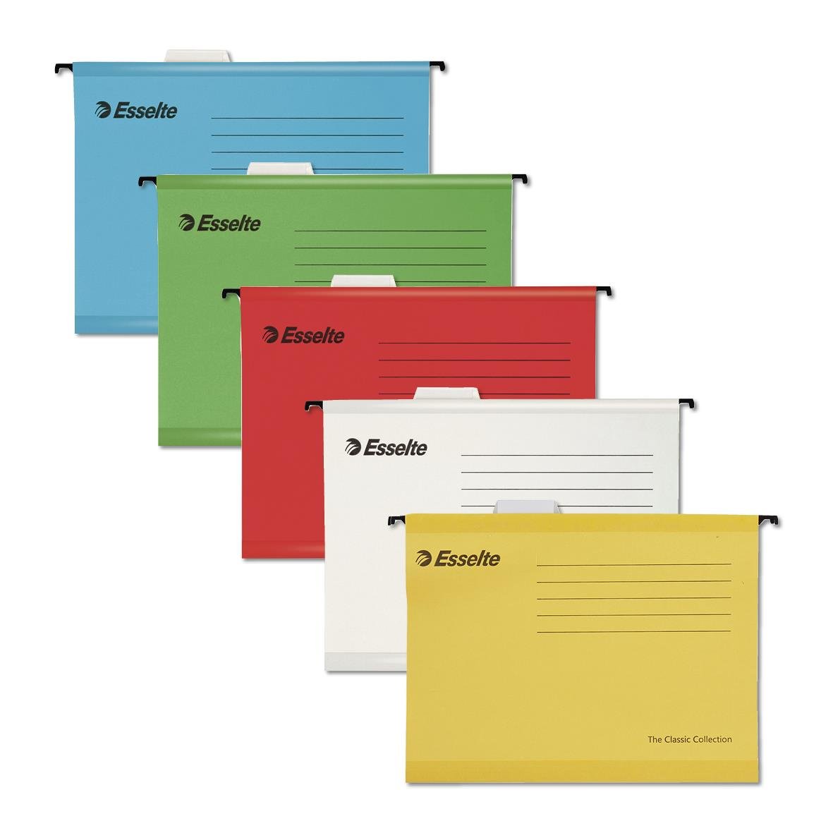 Hängmapp Esselte Standard A4 i olika färger blå, grön, röd, vit och gul
