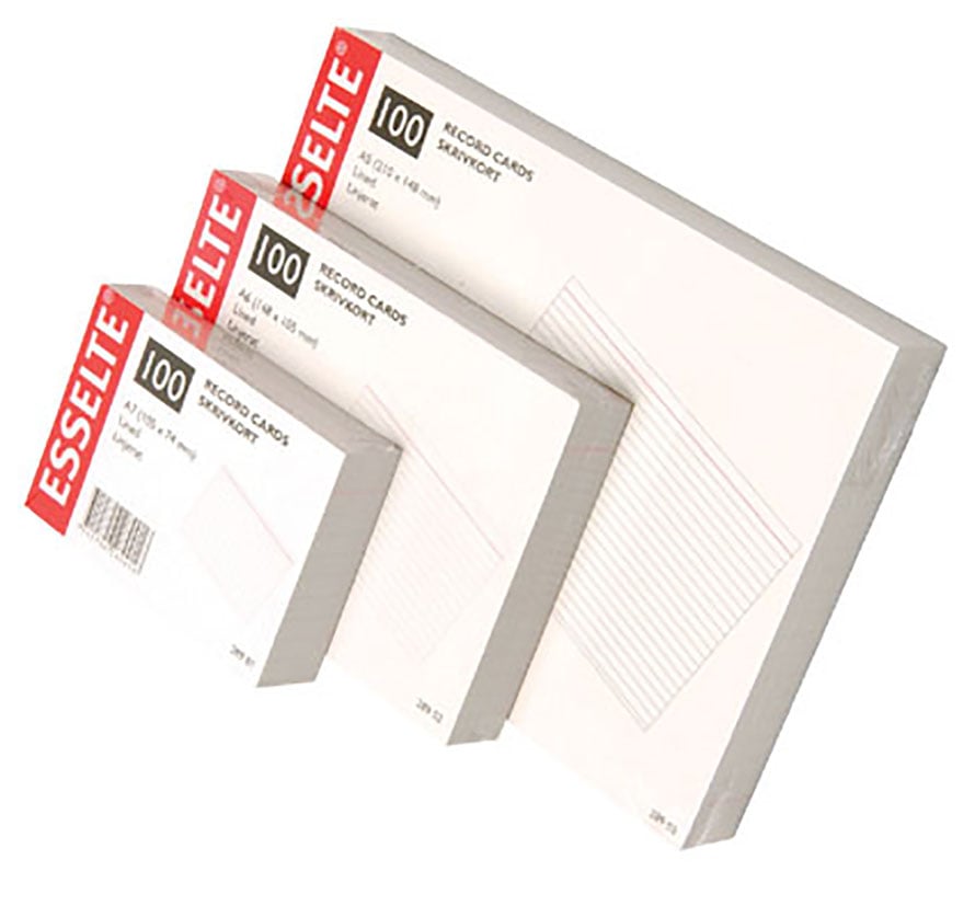 Tre paket linjerade skrivkort från Essele med olika storlekar