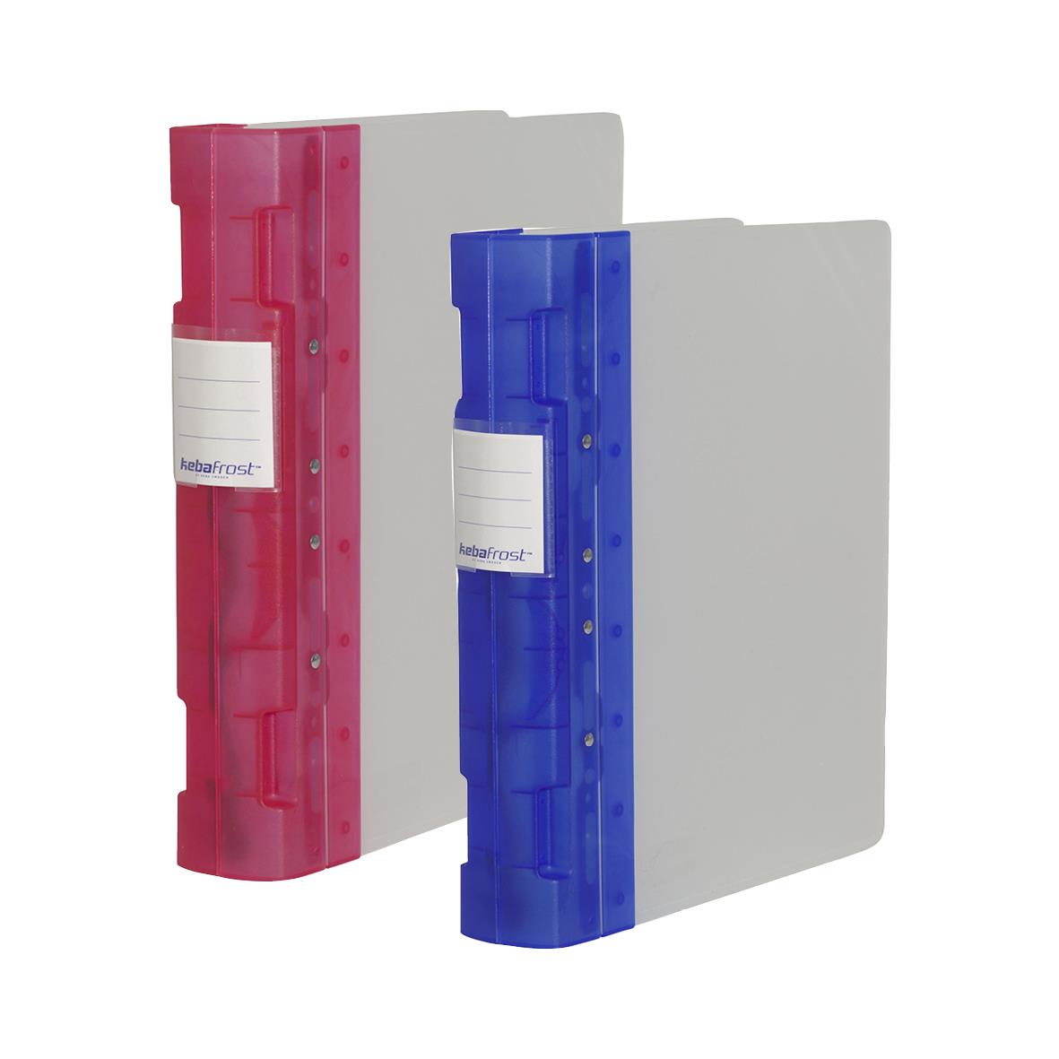 Gaffelpärm Keba Frost 55mm A4+ i rosa och blå färg