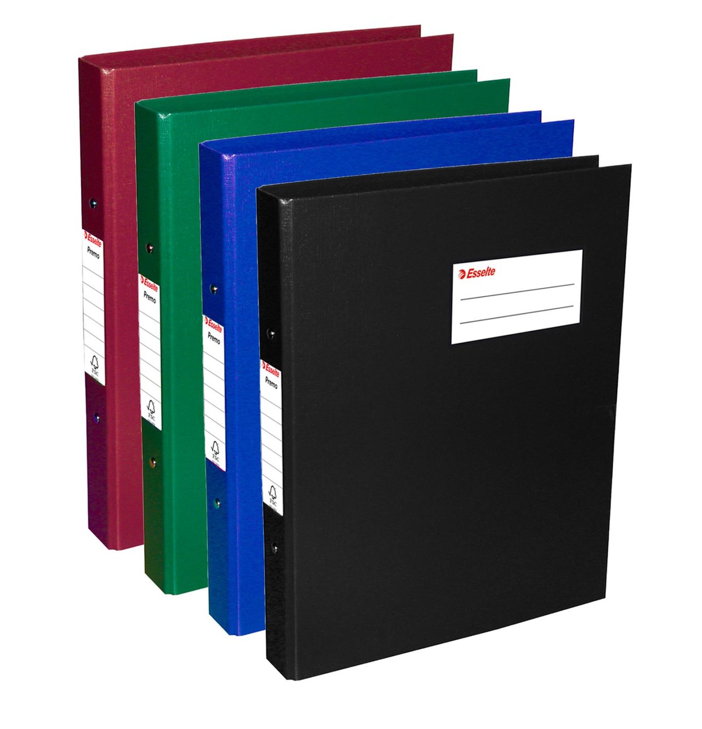 Ringpärm Esselte Premo Ø29mm A4 i svart, blå, grön, röd och vinröd färg