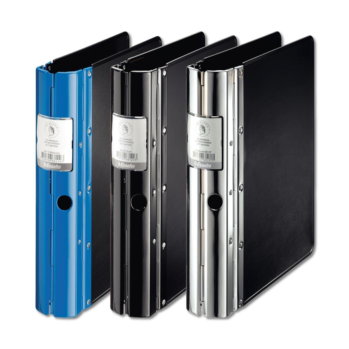 Gaffelpärm Agrippa Classic 60mm A4+ i blå, svart och silver färger