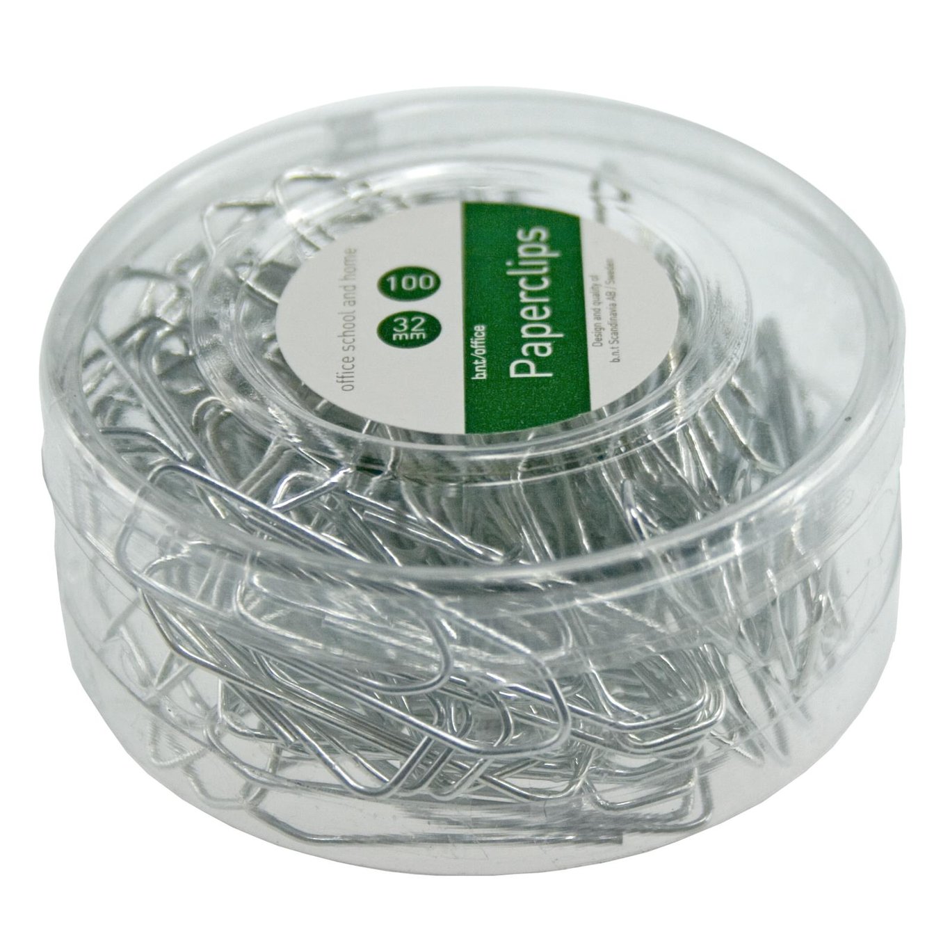 100-pack Gem Silver klämmor i plastbehållare