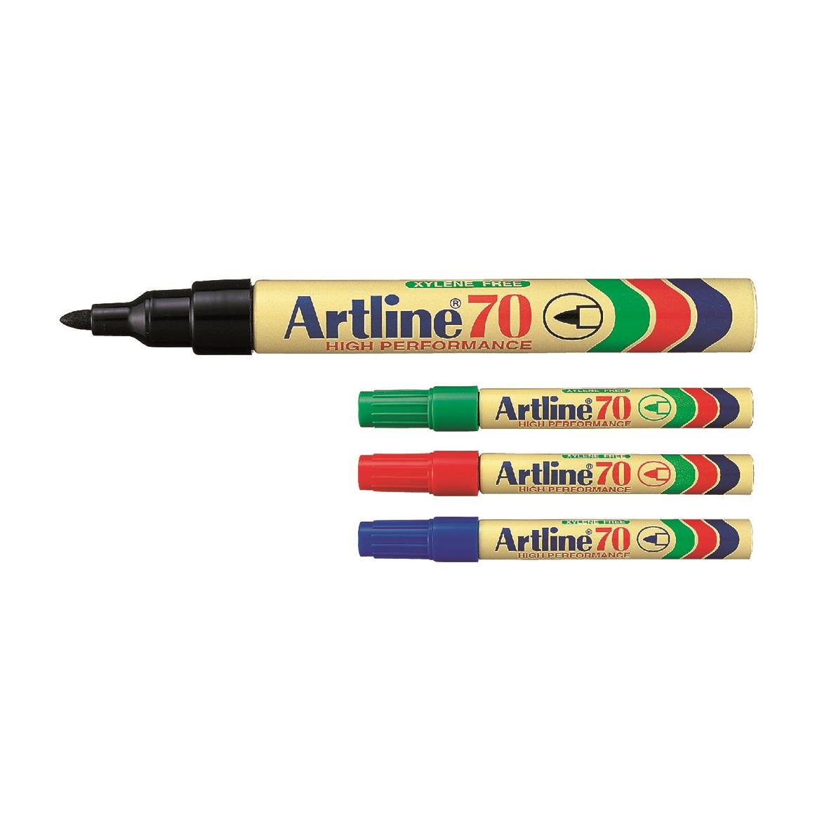Märkpenna Artline 70 med 1,5mm spets i svart, grön, röd och blå färg