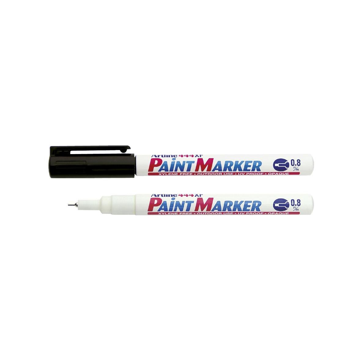 Märkpenna Artline 444XF Paint Marker 0,8mm med svart lock och vit kropp