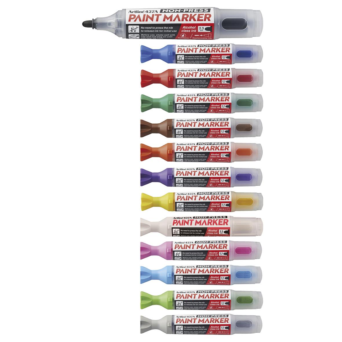 Färgglada Artline 437A icke-press paint markers i olika färger
