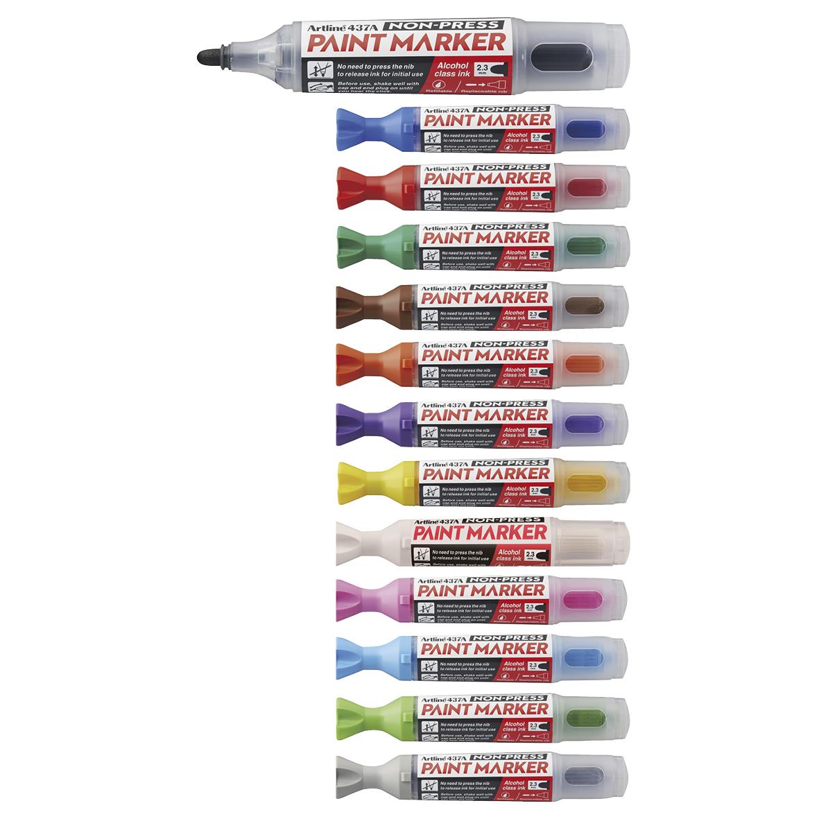 Färgglada Artline 437A icke-press paint markers i olika färger