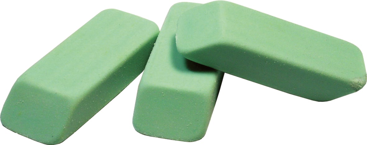 Gröna radergummibitar avsedda för skolan, mått 40x15x8 cm