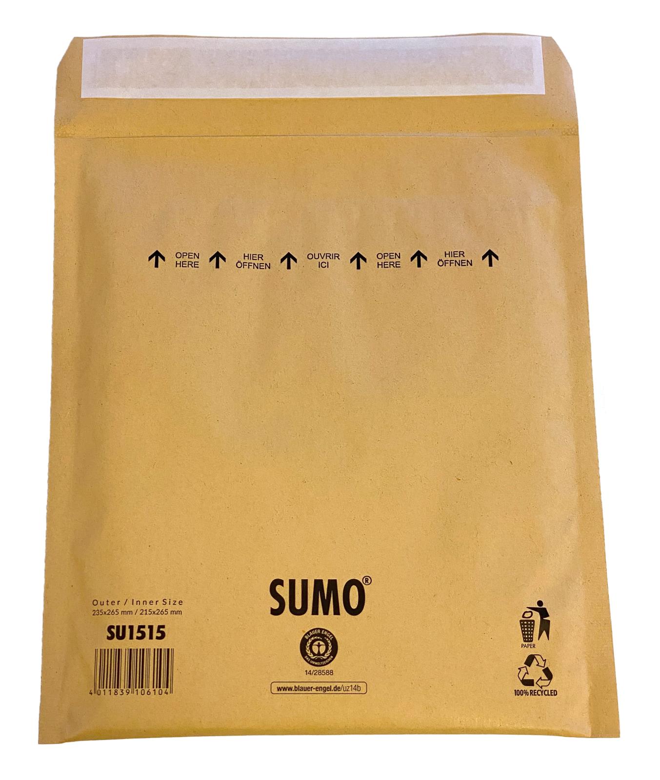 Guldfärgad påse med SUMO-märke och öppningsanvisningar