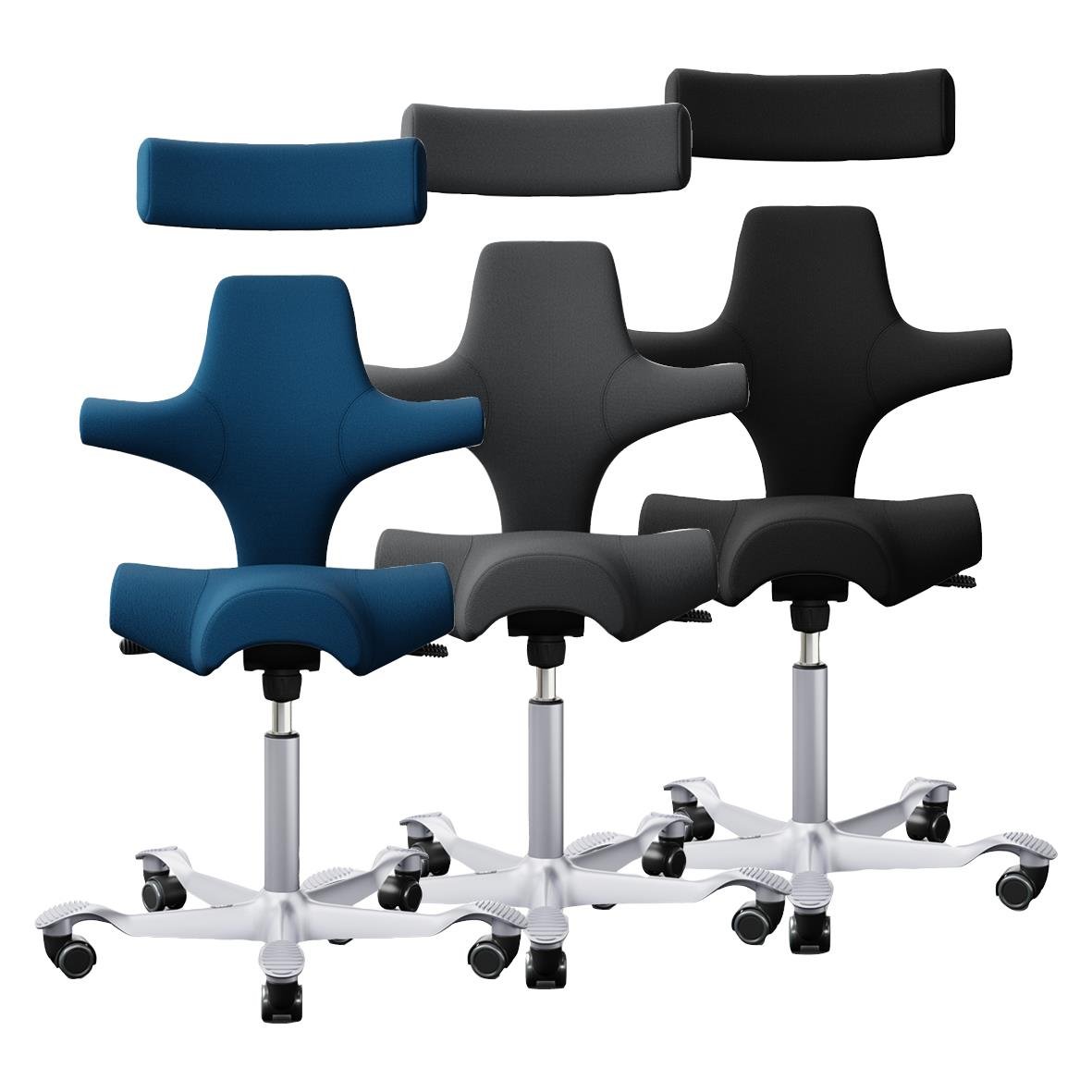 Kontorsstol HÅG Capisco 8107 med huvudstöd i olika färger