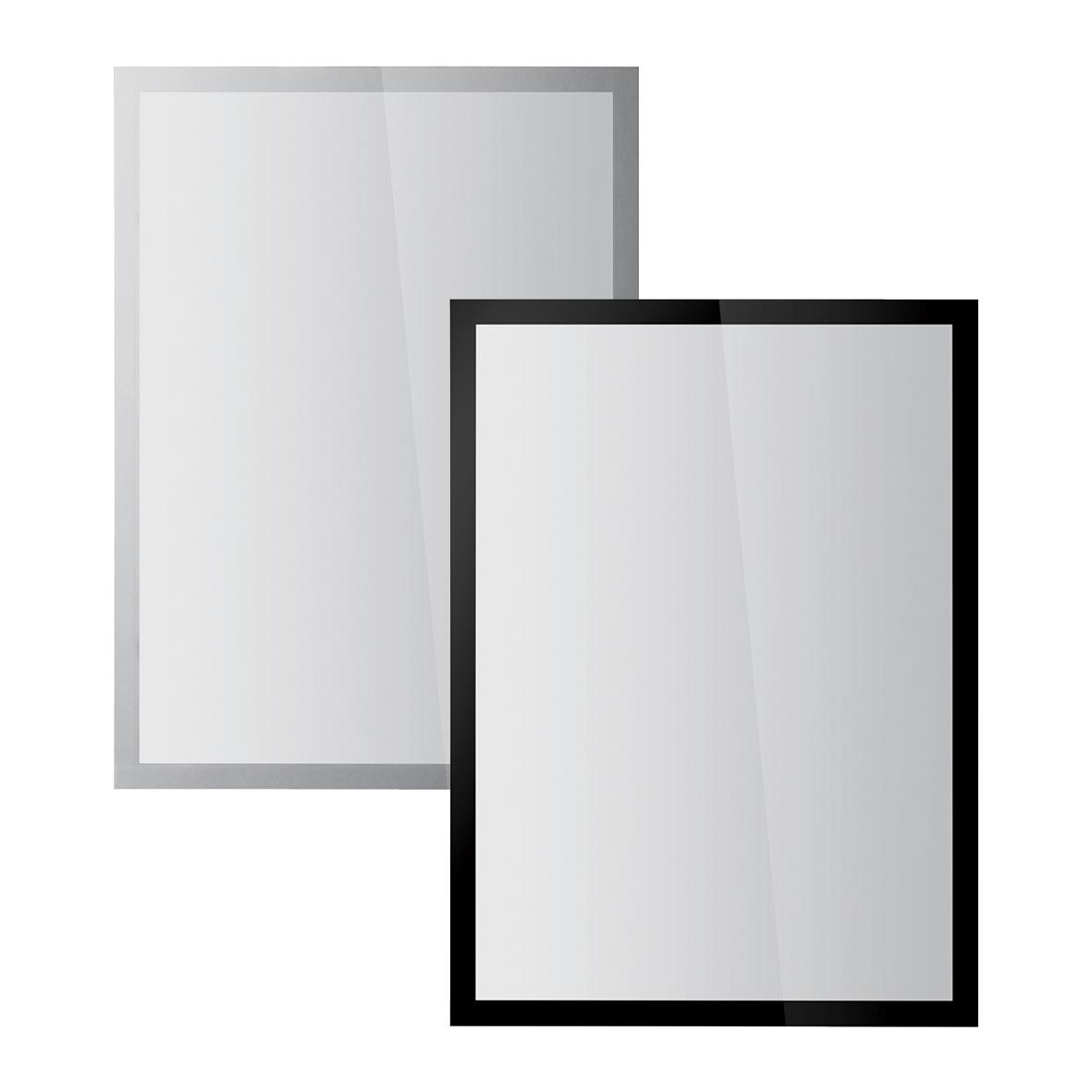 Två A3-informationsramar, en med svart ram och en med silverram, för väggmontering